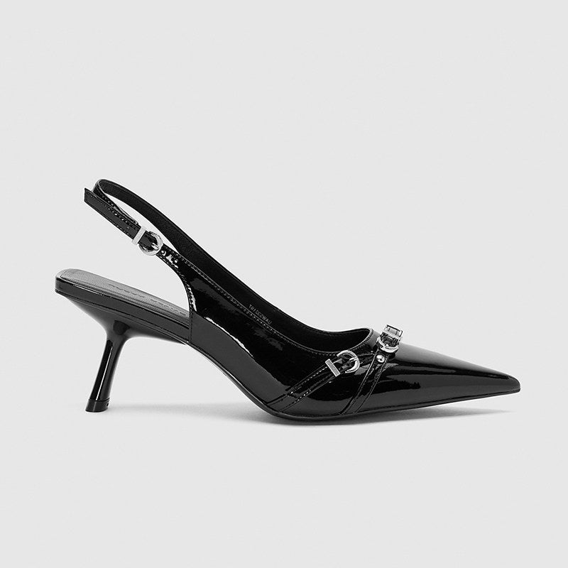 Womens Patent Leather Ankle Strap High Heels